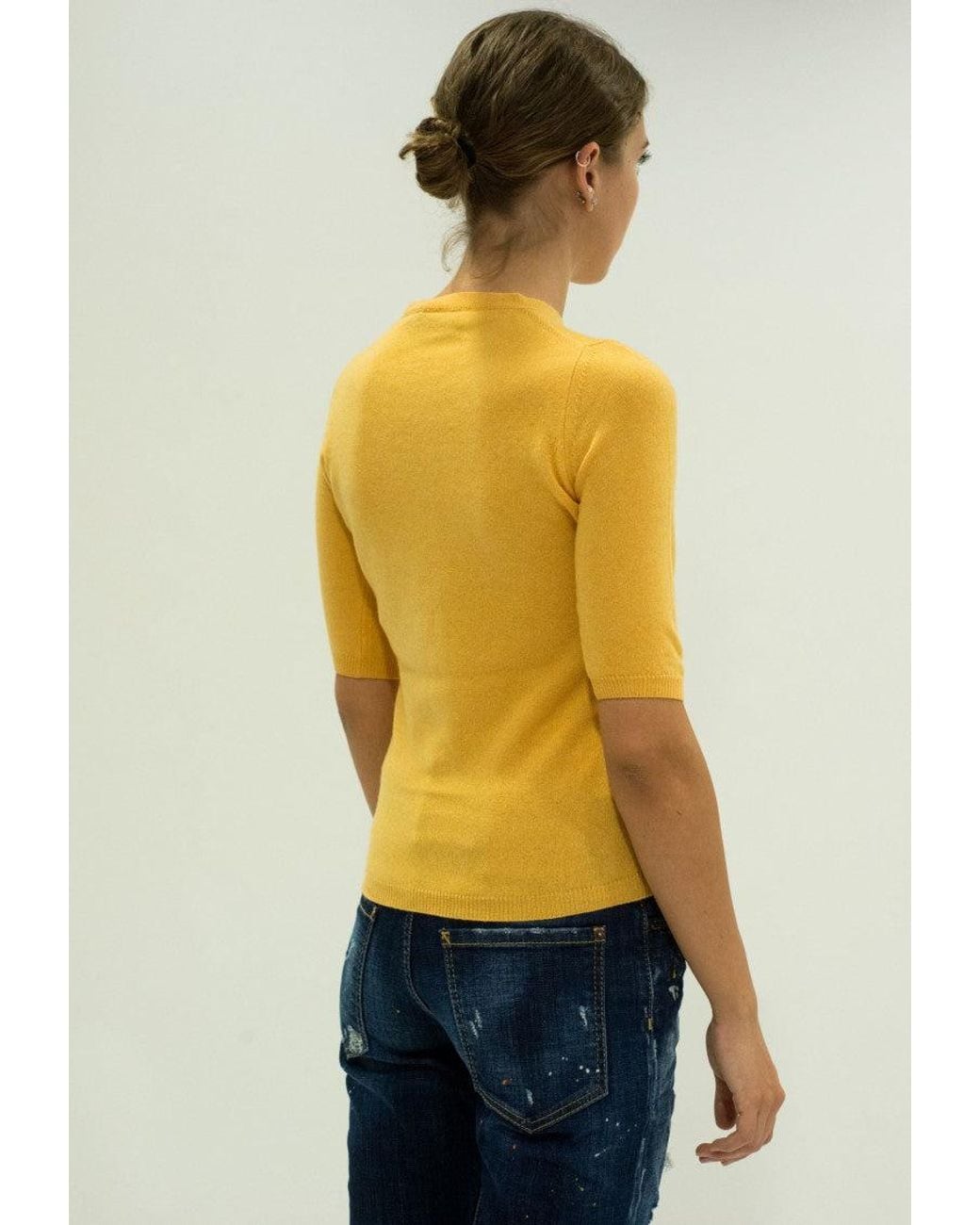 LA ROSE Yellow 3/4 Cashmere Top
