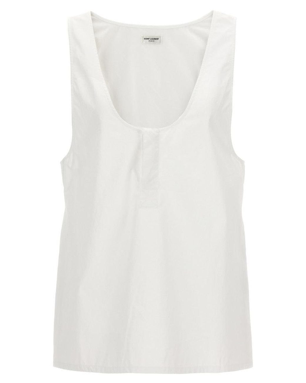 Saint Laurent White 'Henley' Tank Top