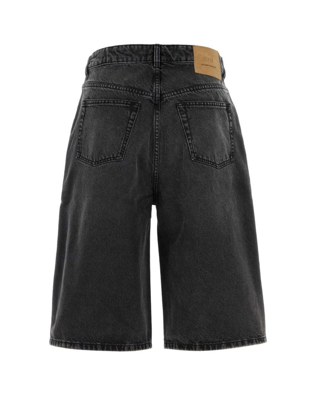 AMI Black Solid Shorts for men