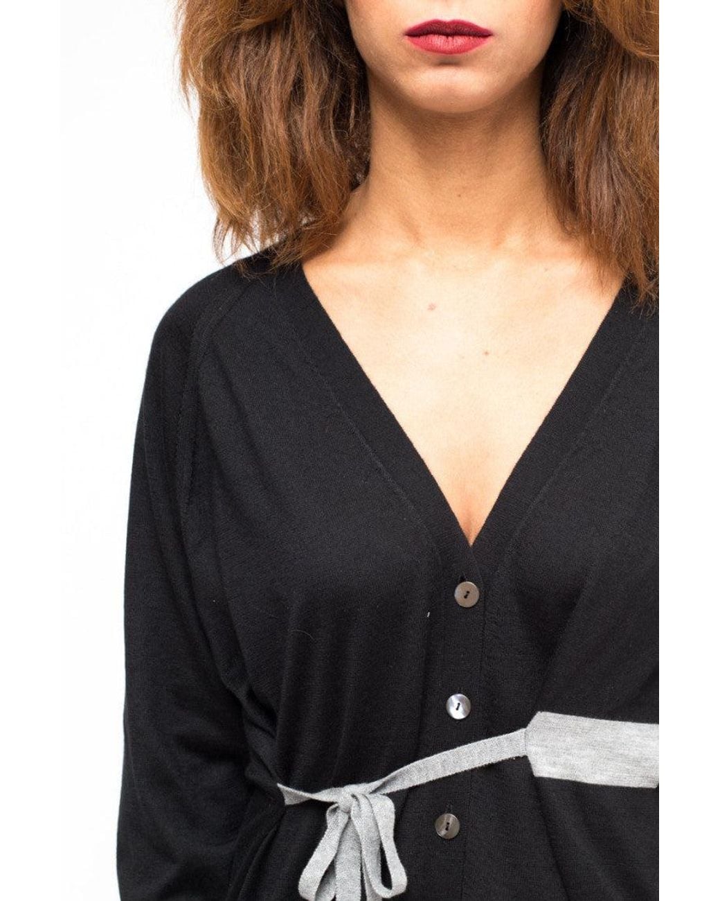 LA ROSE Black V-Neck Cardigan
