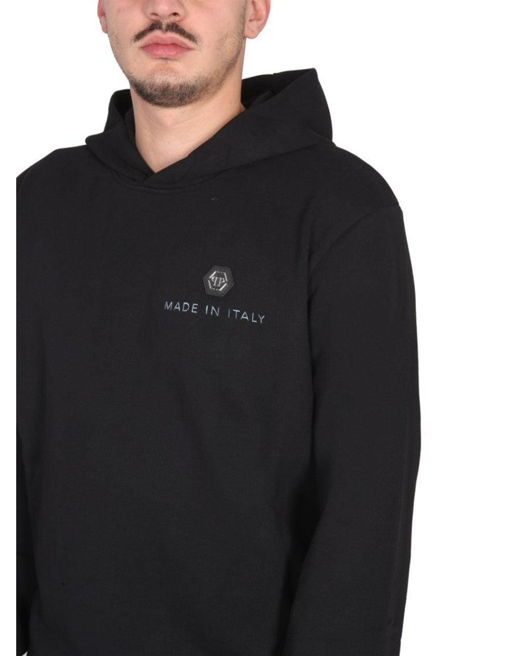 Philipp Plein Black Logo Hood Sweatshirt for men