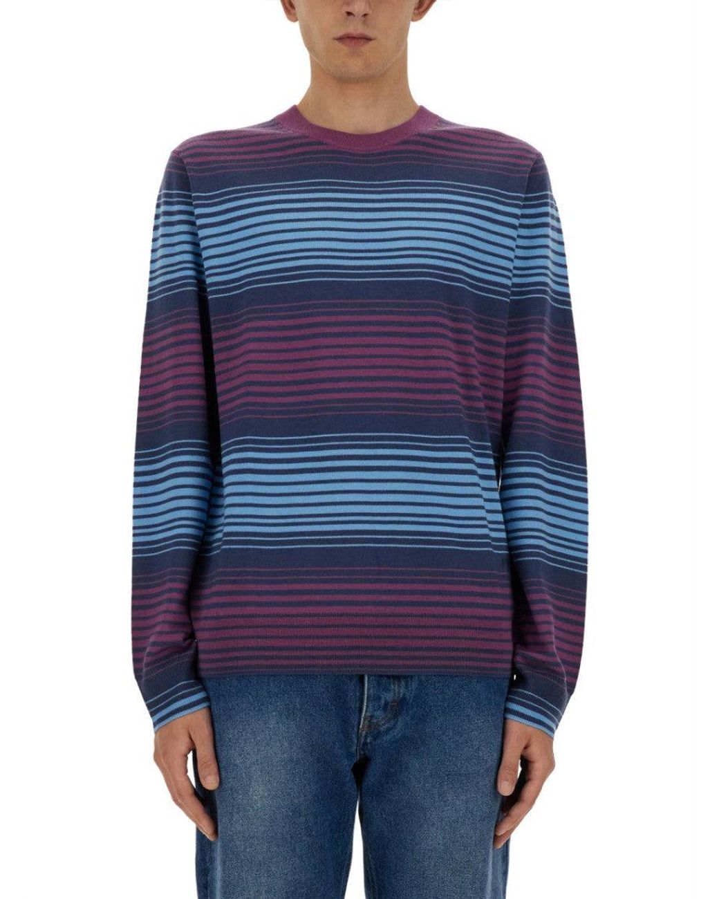 Paul Smith Blue Relaxed-Fit Striped Merino Wool Sweater for men