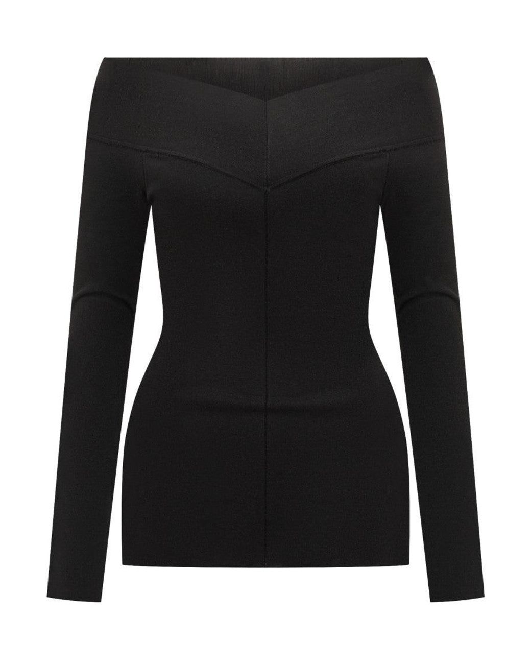 Stella McCartney Black Solid Off Shoulder Top
