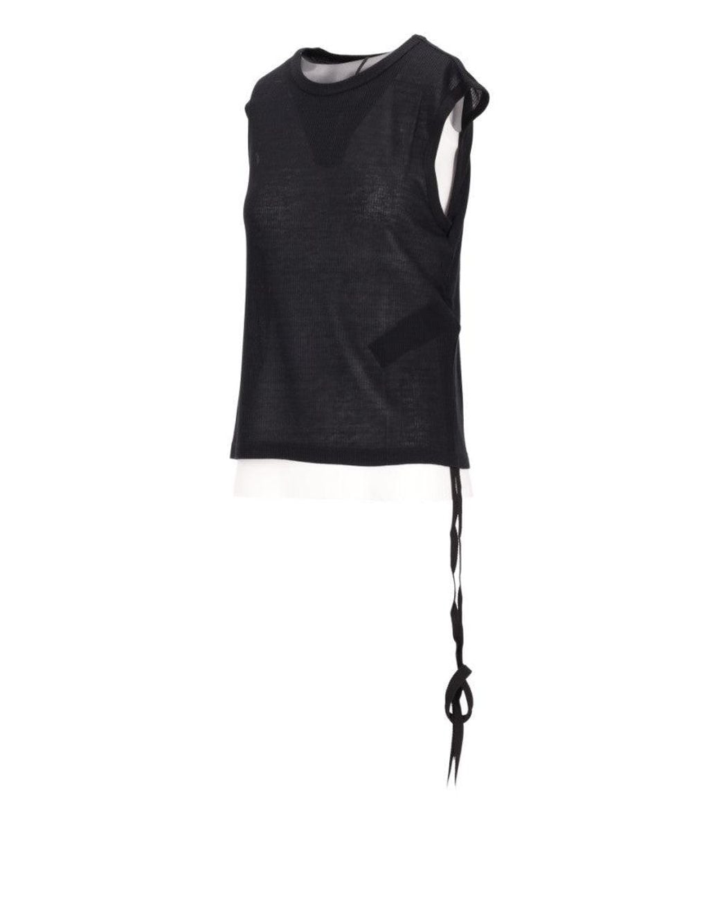 Ann Demeulemeester Black Ribbed Top
