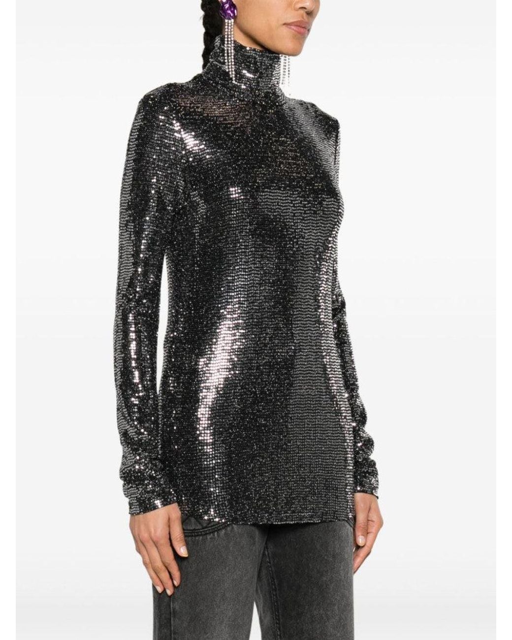 Isabel Marant Black Joyela Shiny High-Neck Top