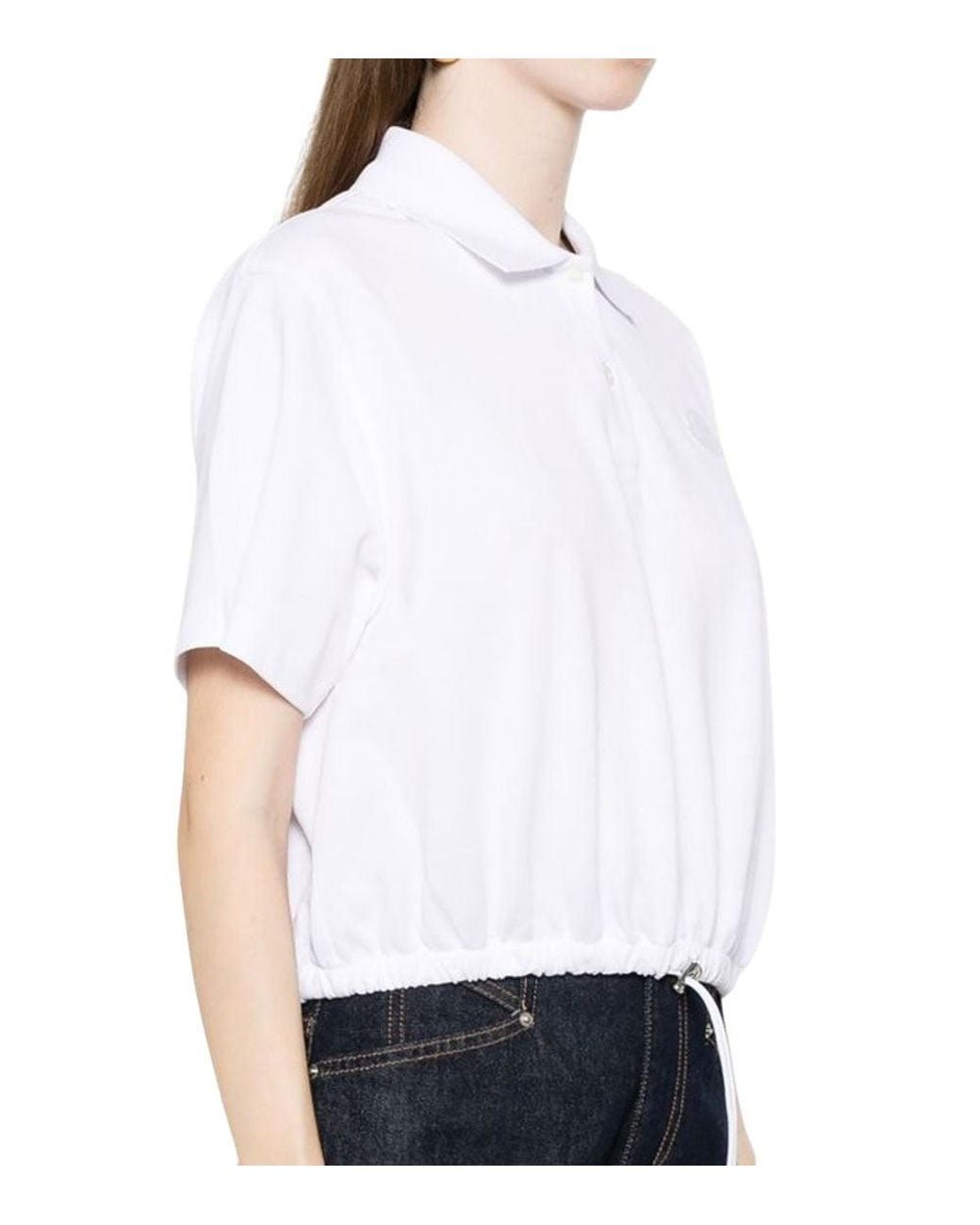 Moncler White Solid Shirt Collar Polo