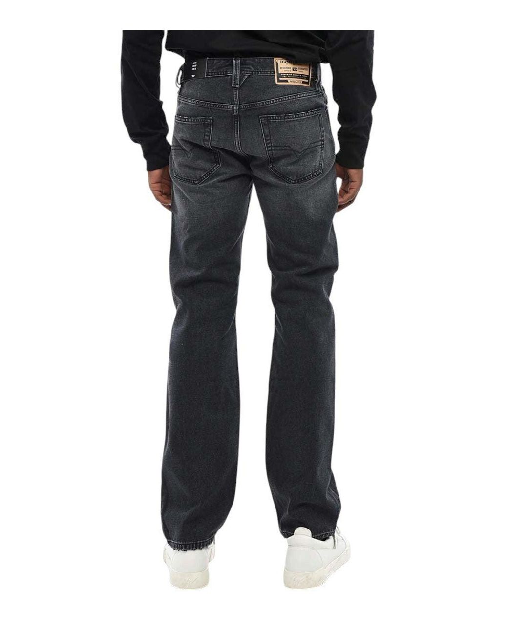 DIESEL Black Straight Mid Rise Jeans for men