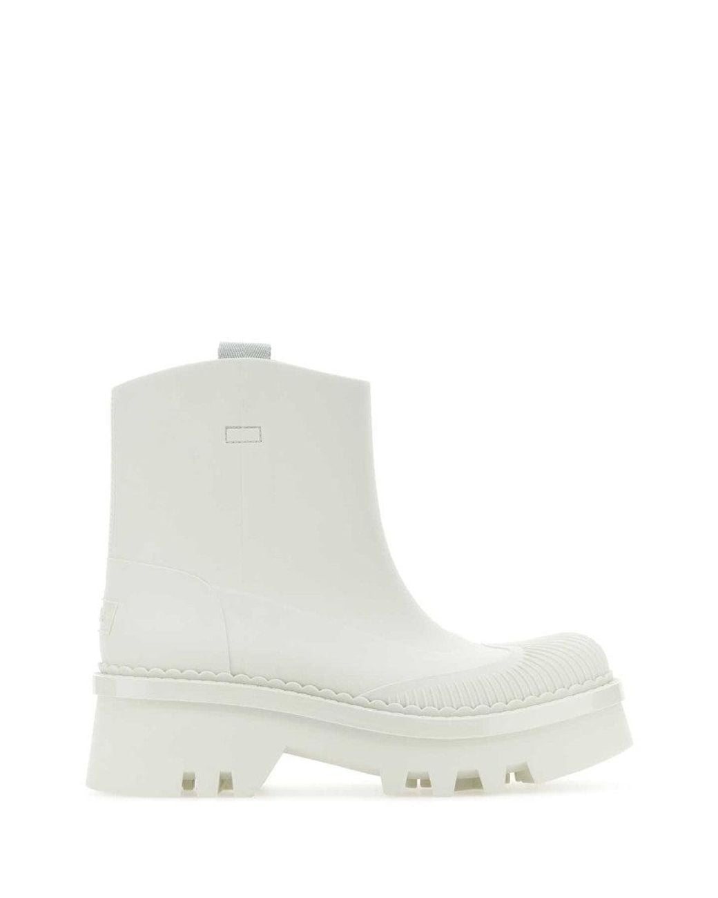 Chloé White Rubber Raina Ankle Boots