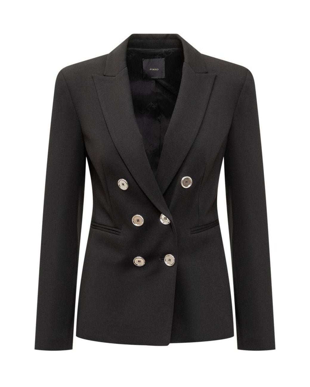 Pinko Black Solid Shawl Lapel Blazer