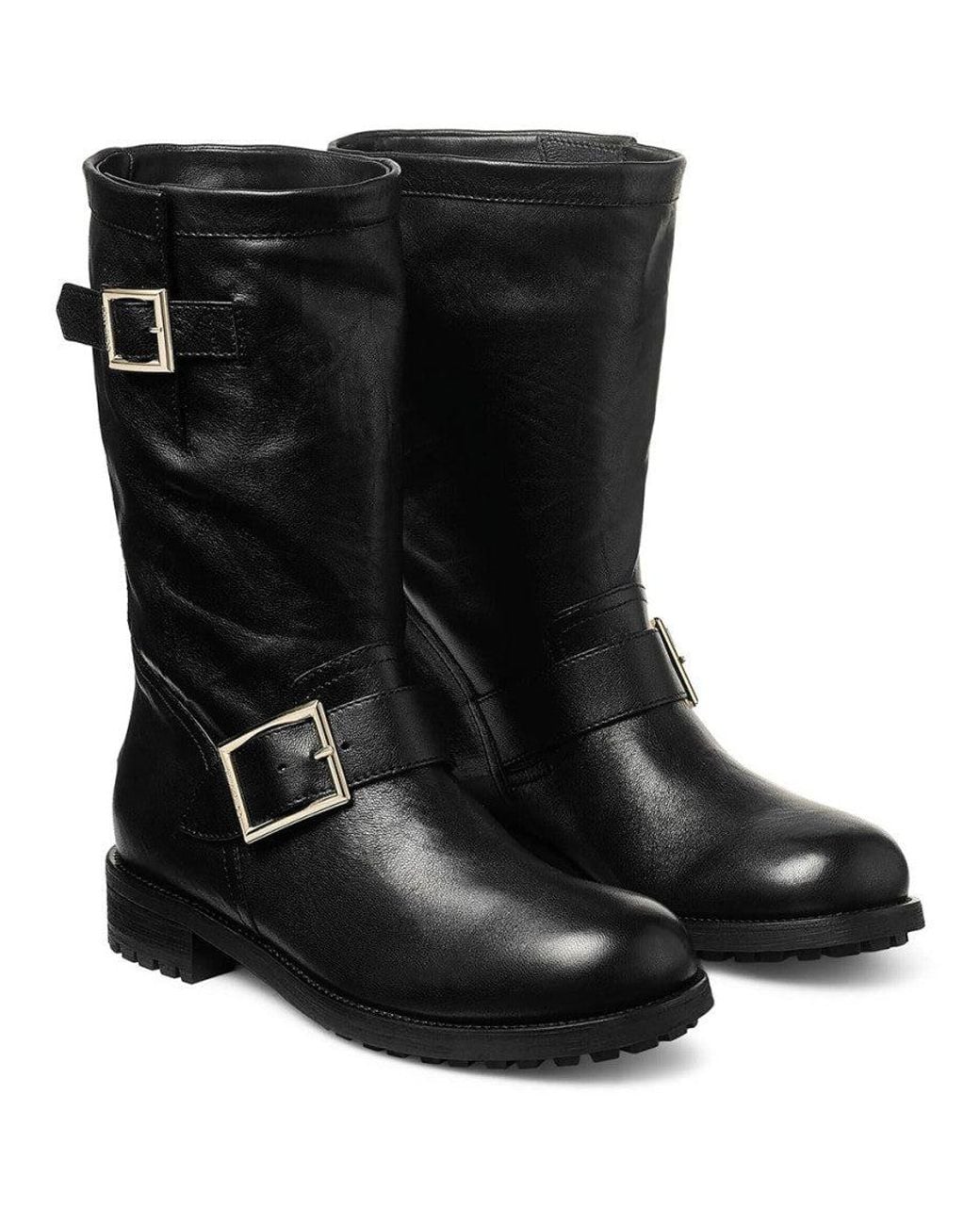 Jimmy Choo Black Leather Mid Boots