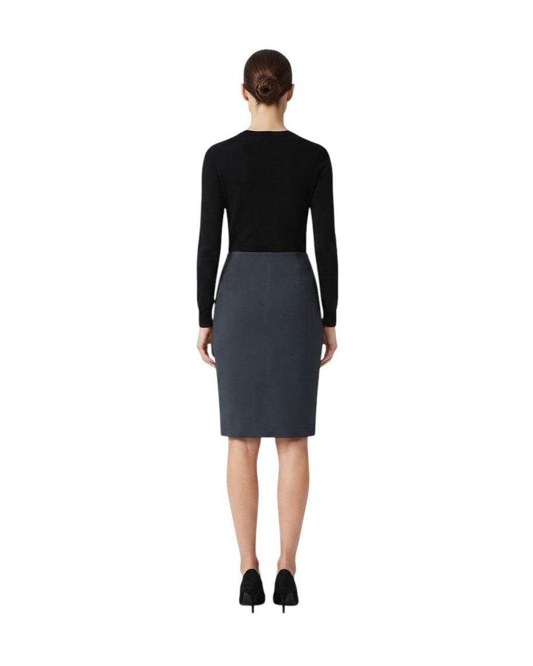 Pinko Blue Solid Knee Length Skirt