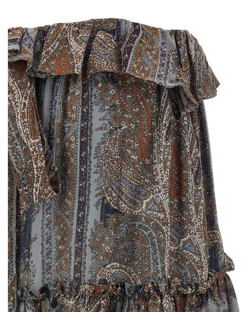 Saint Laurent Gray All Over Print Skirt