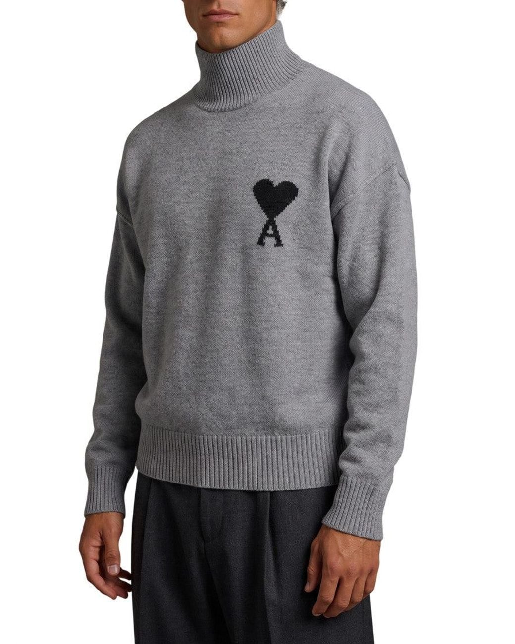 AMI Gray Turtle Neck Sweater for men