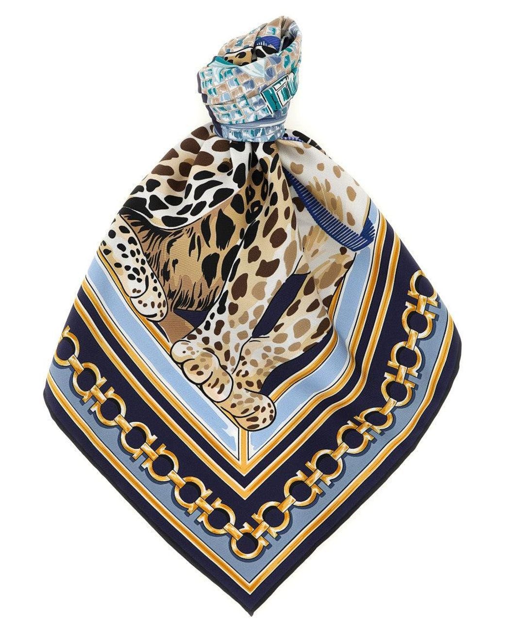 Ferragamo Metallic Felindra Animal Print Scarf
