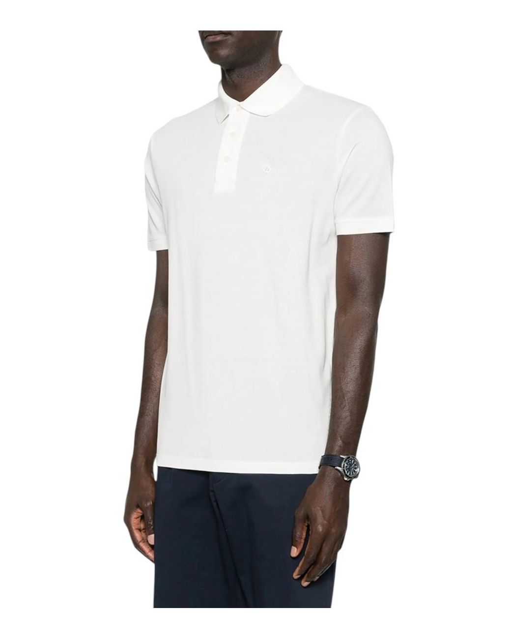 Emporio Armani White Solid Polo for men