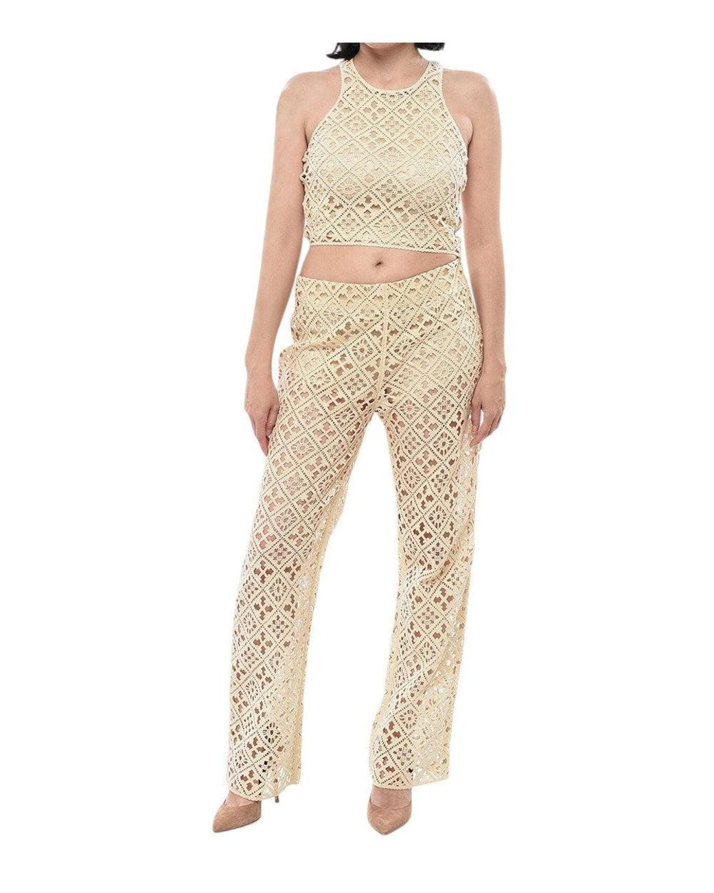 Off-White c/o Virgil Abloh Natural Crochet Halter Neck Top