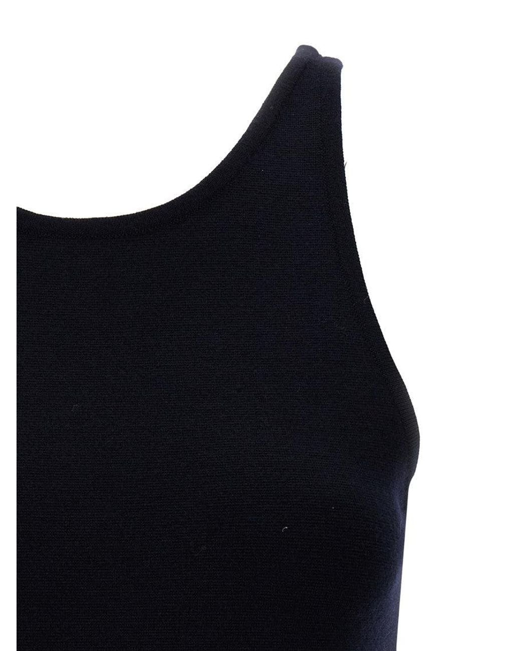 Max Mara Black Solid Round Neck Top