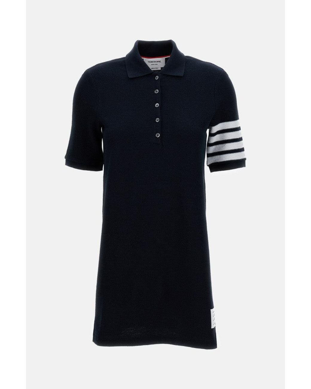 Thom Browne Black Cotton Piqué Polo Dress