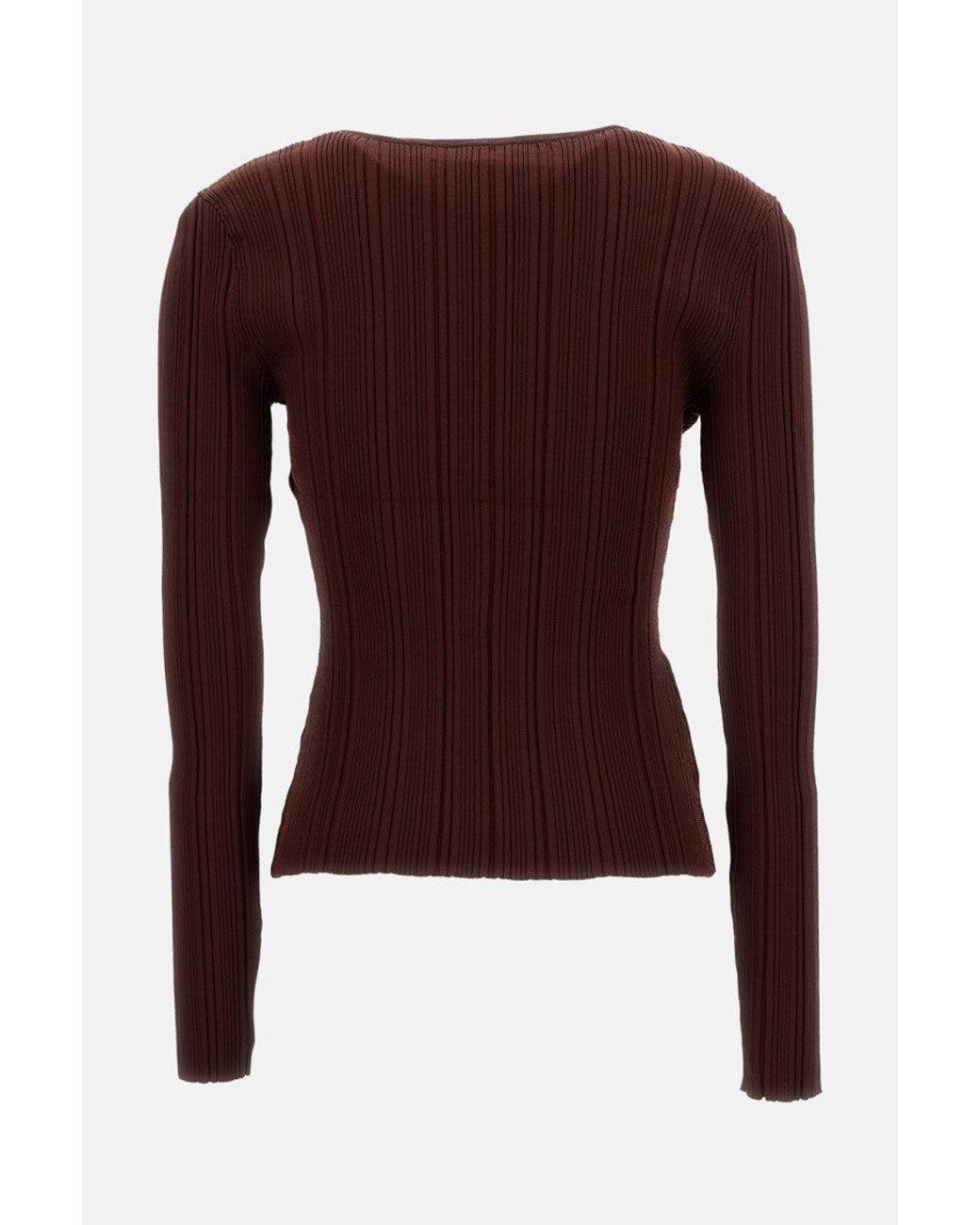 Self-Portrait Brown Lace Knit Top