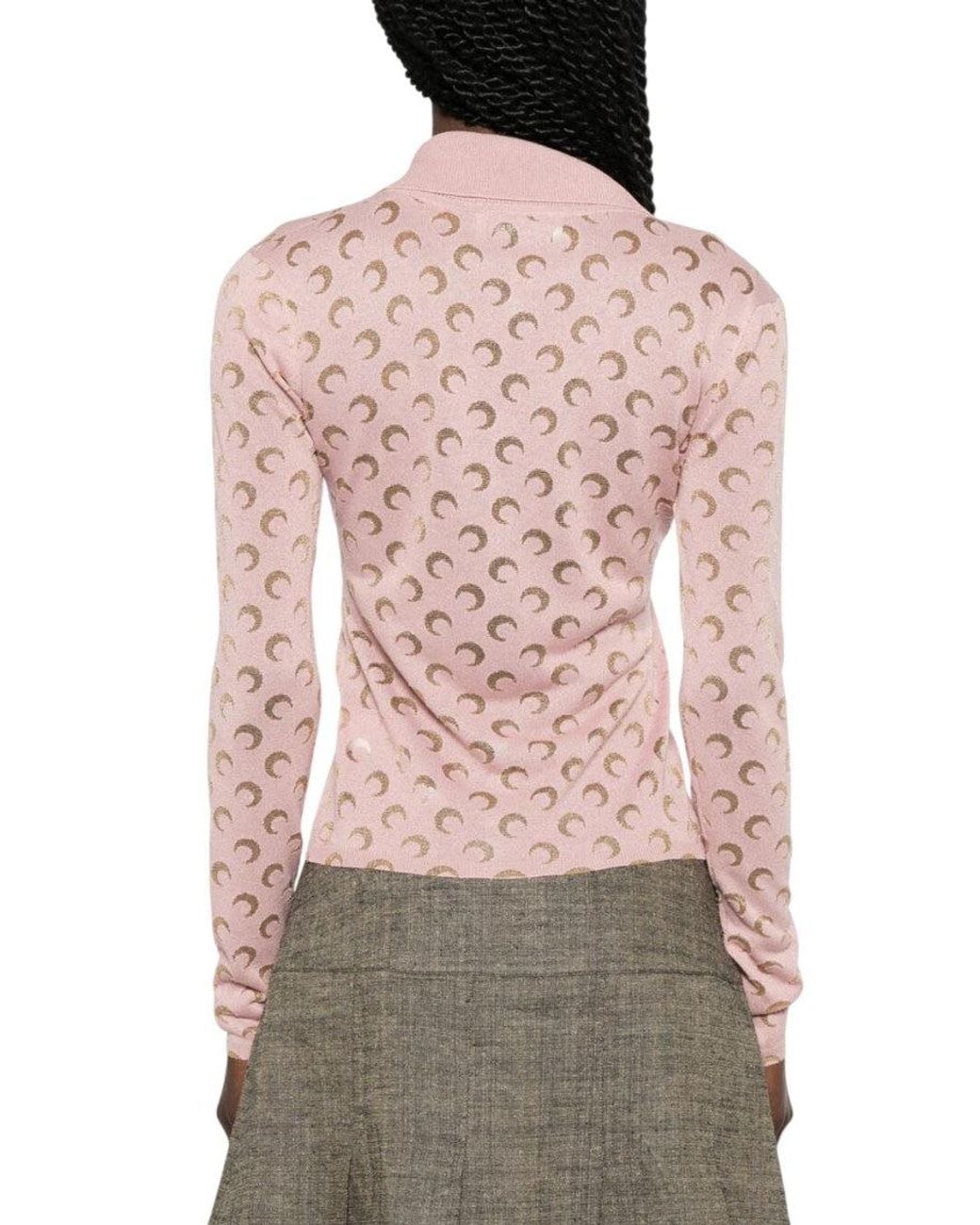 MARINE SERRE Pink Slim Logo Shirt