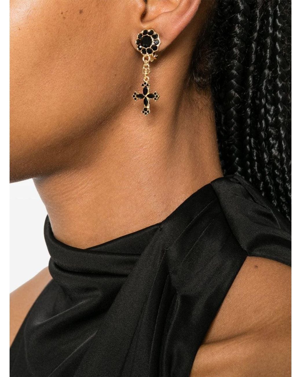 Dolce & Gabbana Black Charm Drop Earrings