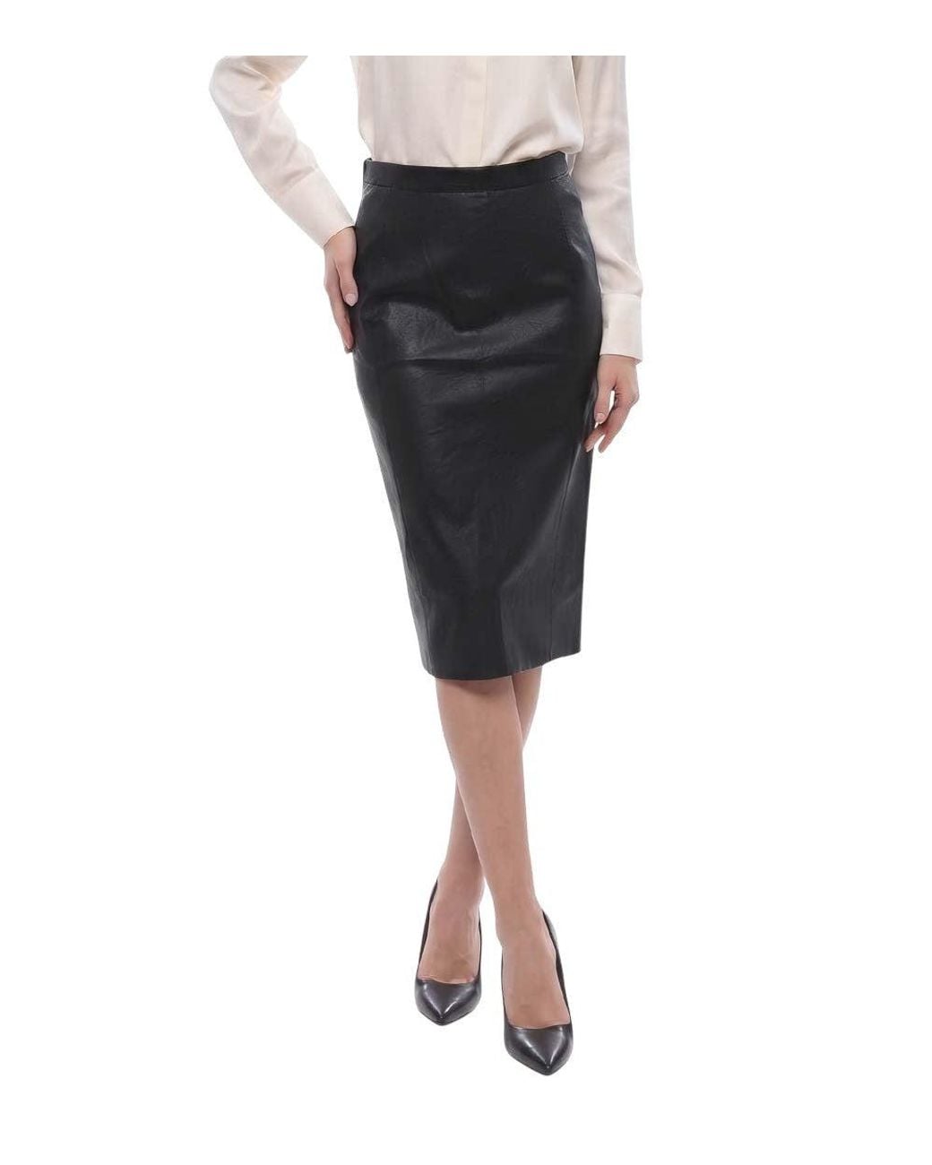 Stella McCartney Black Solid Midi Skirt