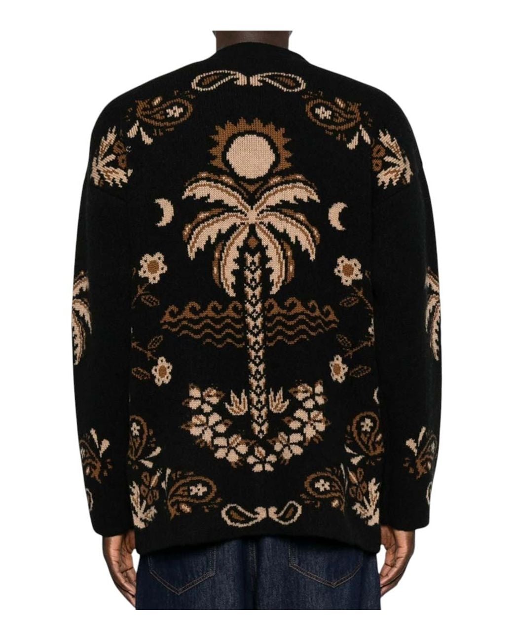 Alanui Black V Neck Cardigan for men