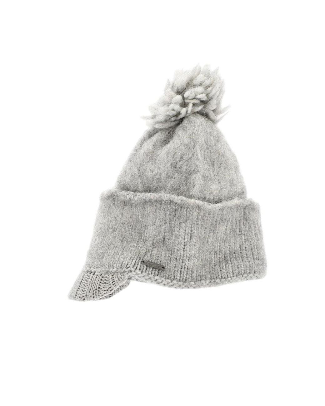 DSquared² Gray Wool-Blend Beanie With Visor