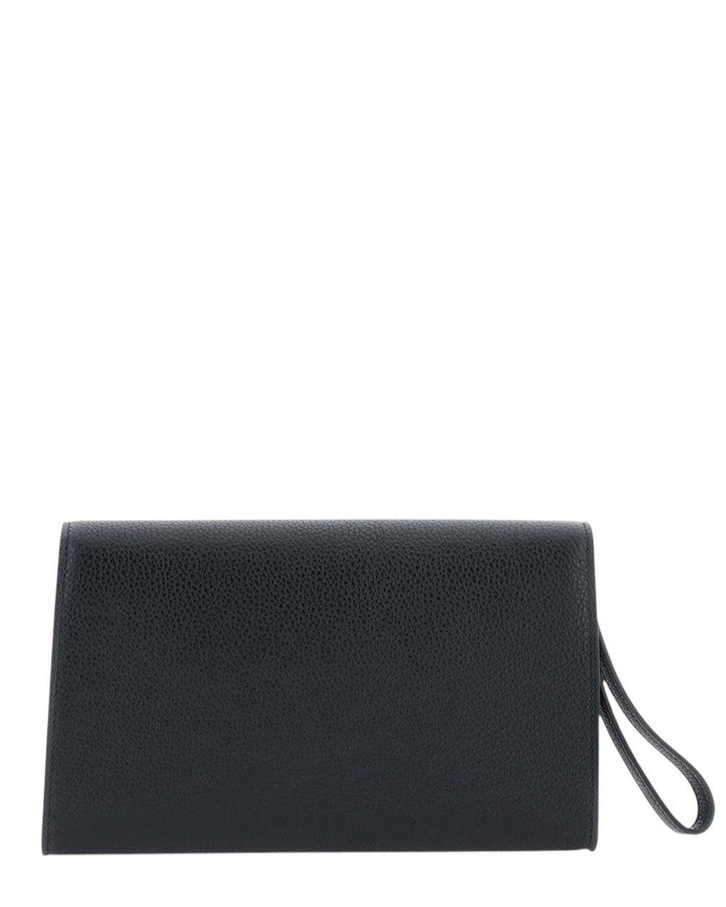 Ferragamo Black Double Gancini Medium Clutch