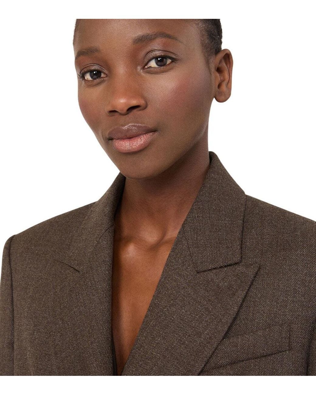 Max Mara Brown Textured Peaked Lapel Blazer