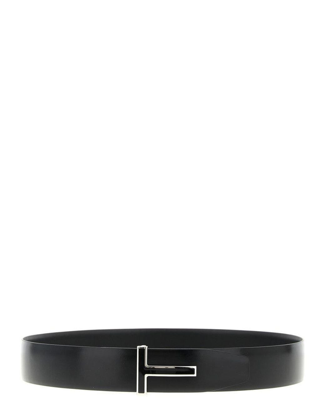 Tom Ford Black Shiny Solid Belt for men