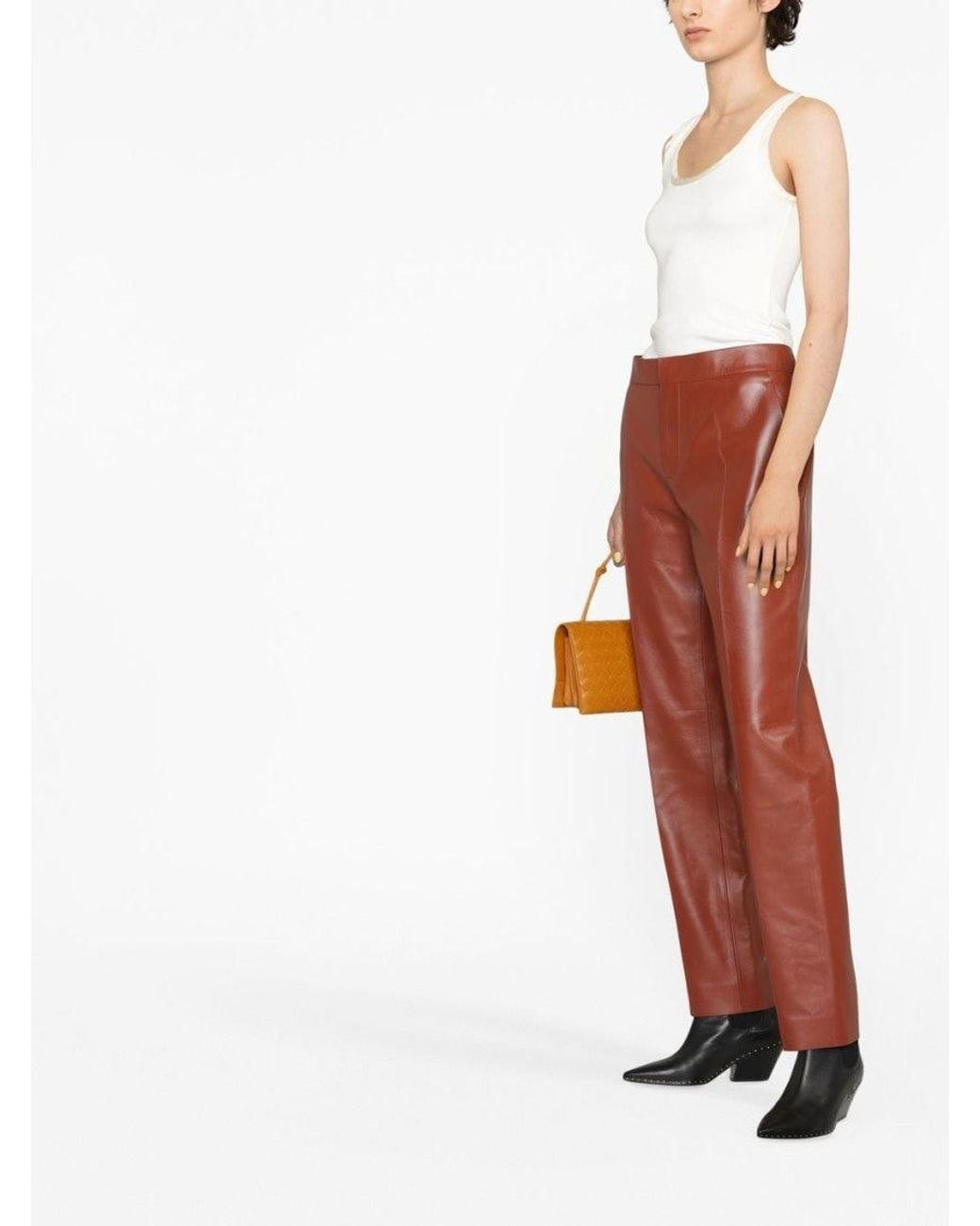 Chloé Red Leather Trousers