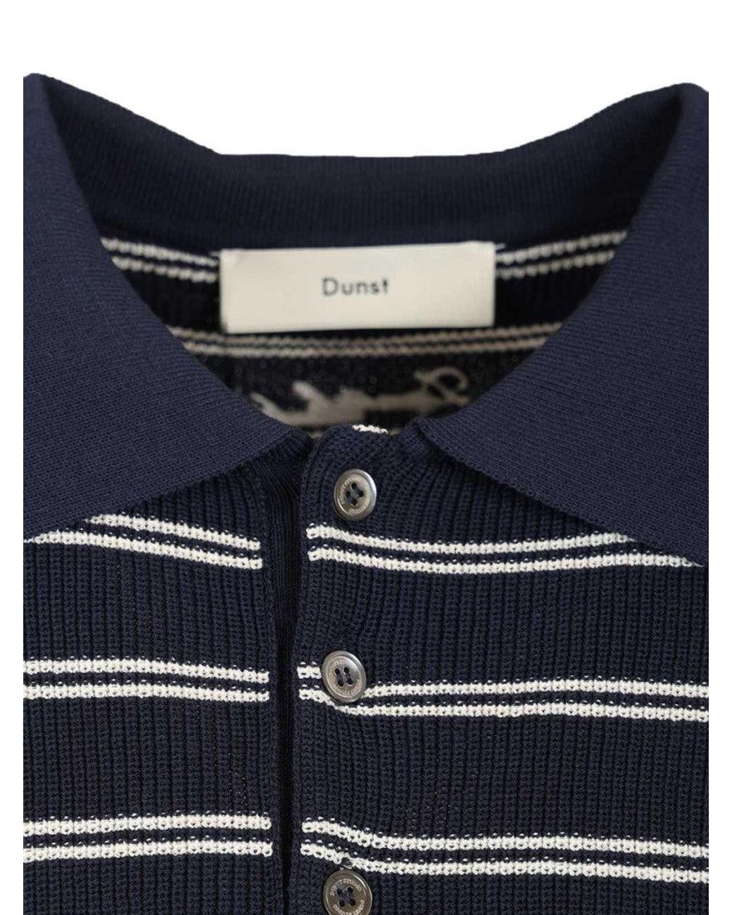 DUNST Blue Stripes Shirt Collar Polo