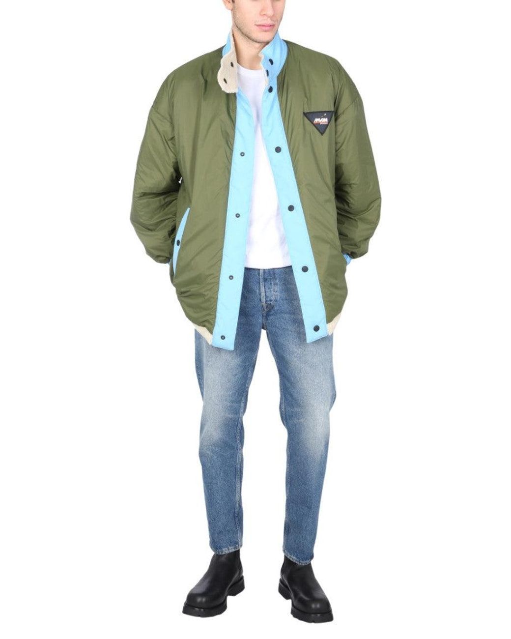 MSGM White Reversible Sherpa Jacket for men