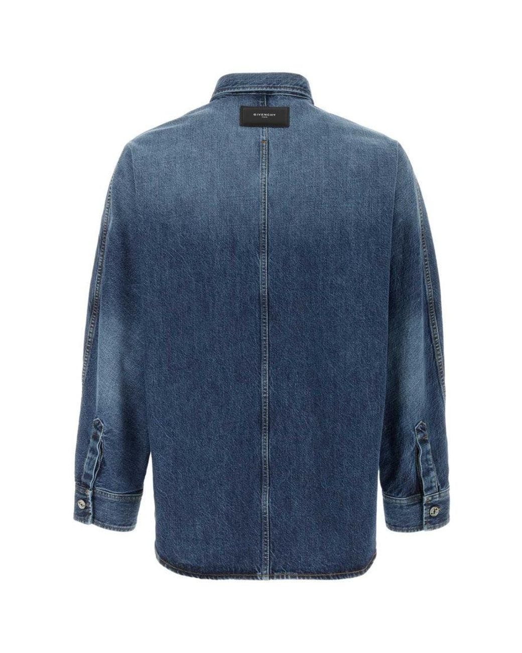 Givenchy Blue Dark Solid Denim Shirt for men