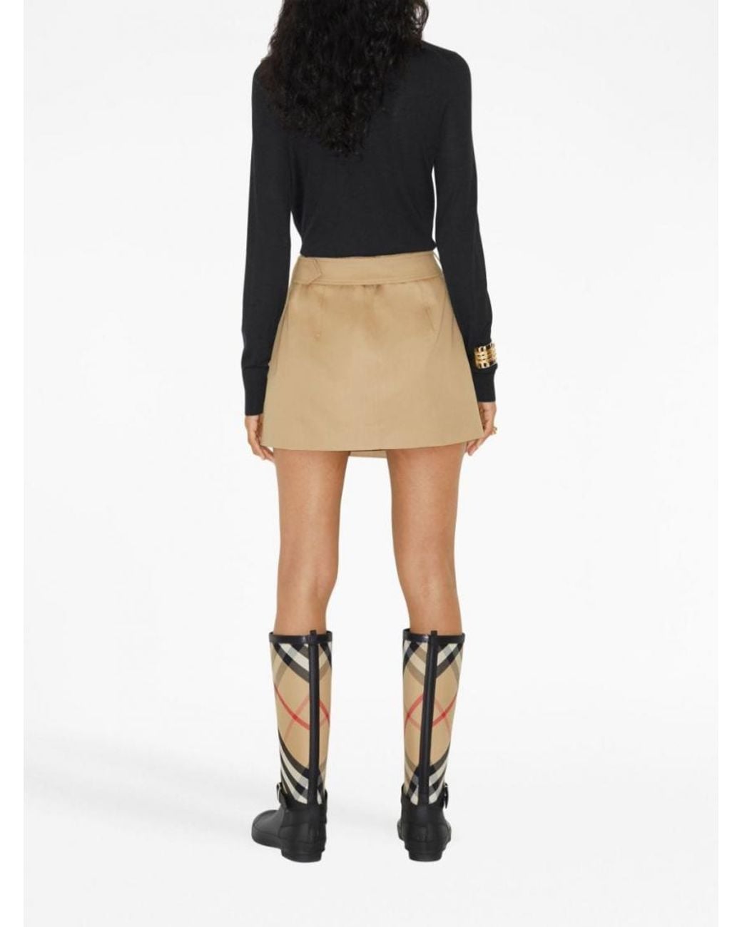 Burberry Natural Coordinated Waist Belt Cotton Mini-Skirt For