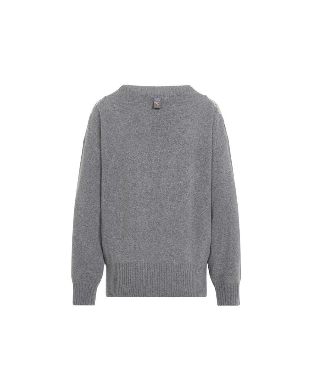 Alberta Ferretti Gray V Neck Sweater