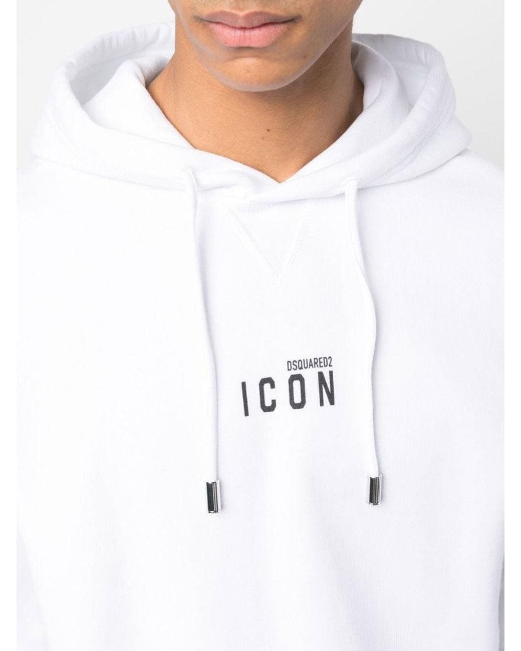 DSquared² White Icon-Print Hoodie for men