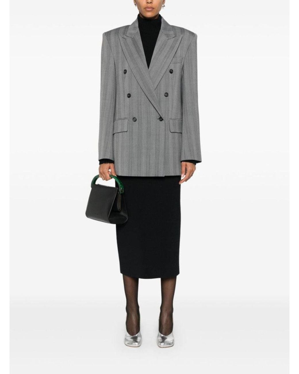 Sportmax Gray Double-Breasted Jacket