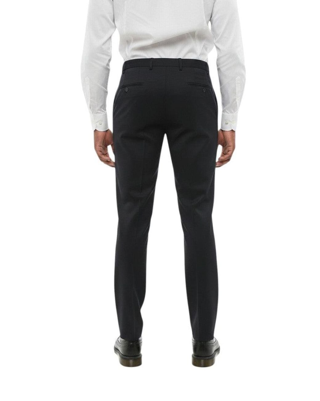 Corneliani Black Flat Front Trousers for men