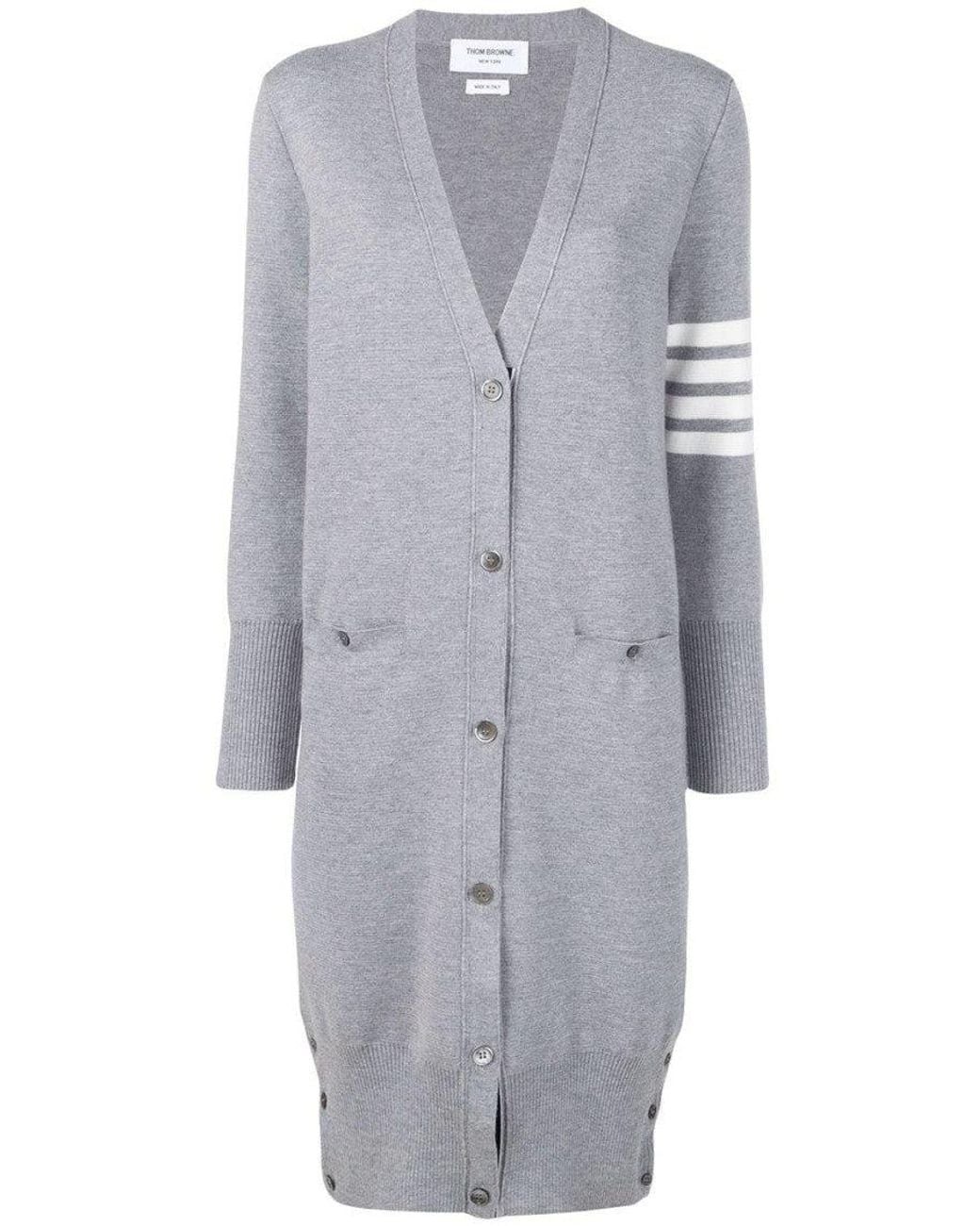 Thom Browne Gray Light Long V-Neck Cardigan