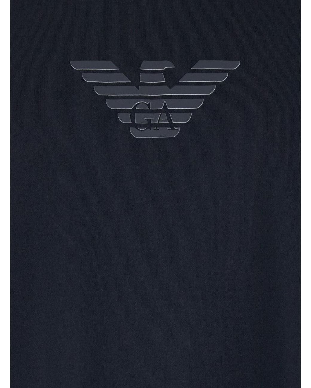 Emporio Armani Blue Crew Neck Logo T-Shirt for men