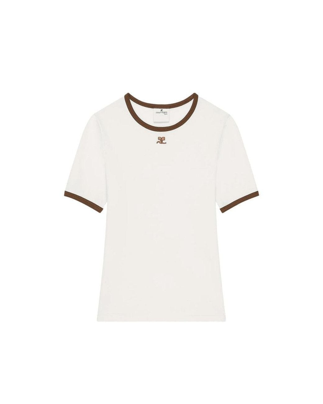 Courreges White Off Round Neck T-Shirt