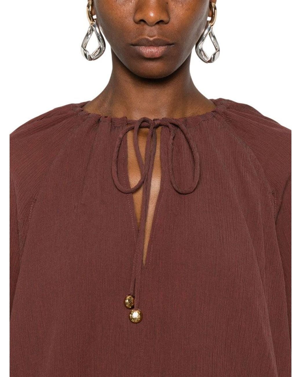 Loewe Red Solid Round Neck Top