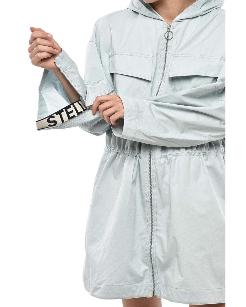 Stella McCartney Gray Solid Hood Trench Coat