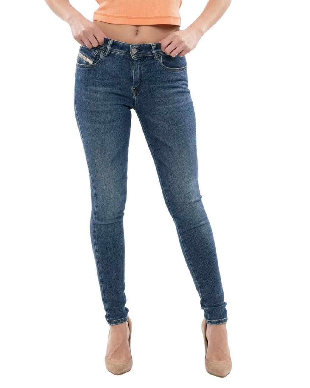 DIESEL Blue Skinny Mid Rise Jeans