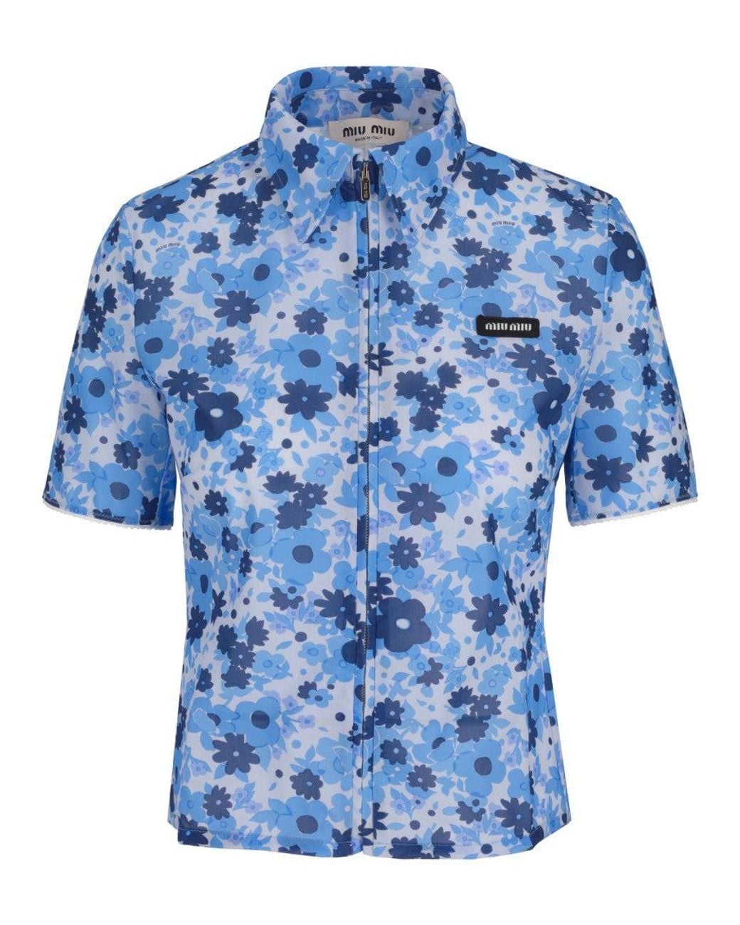 Miu Miu Blue Regular Floral Shirt