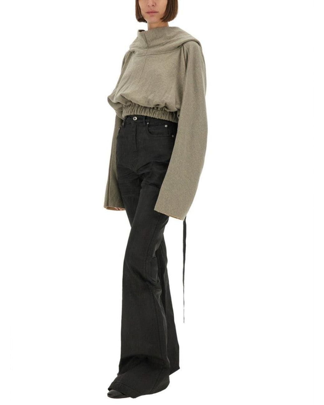 Rick Owens Gray Solid Hood Sweatshirts