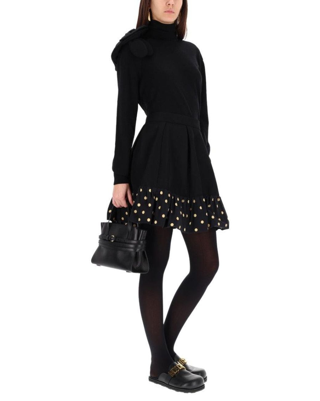 Moschino Black Embellished Turtle Neck Sweater