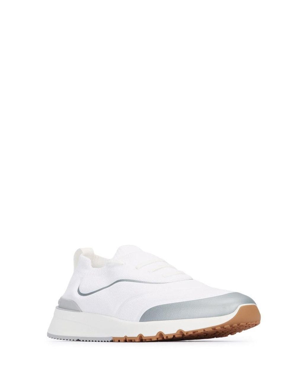 Brunello Cucinelli White Lace Up Sneakers for men